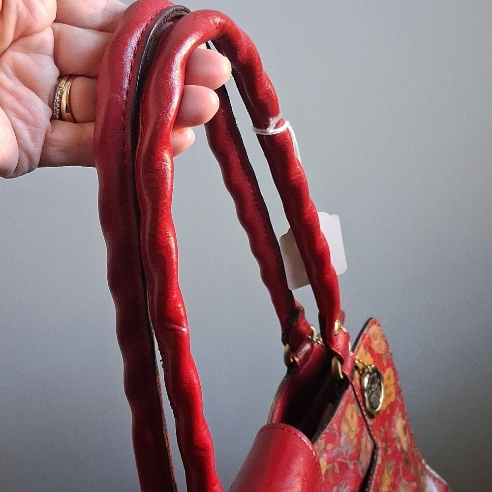 PATRICIA Nash Rienzo Satchel in Rosso Fiore red floral purse shoulder bag - Picture 10 of 16